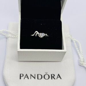 Pandora Silver Mom Ring with Sparkling CZ heart Center size 6